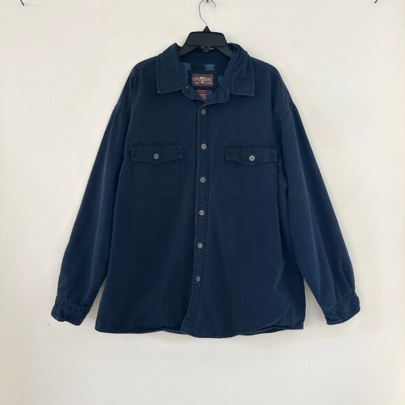 Levi's Men Vintage Canvas Fleece Plaid Lined Shacket Size XL Trucker Jacket Navy - Picture 10 of 12
